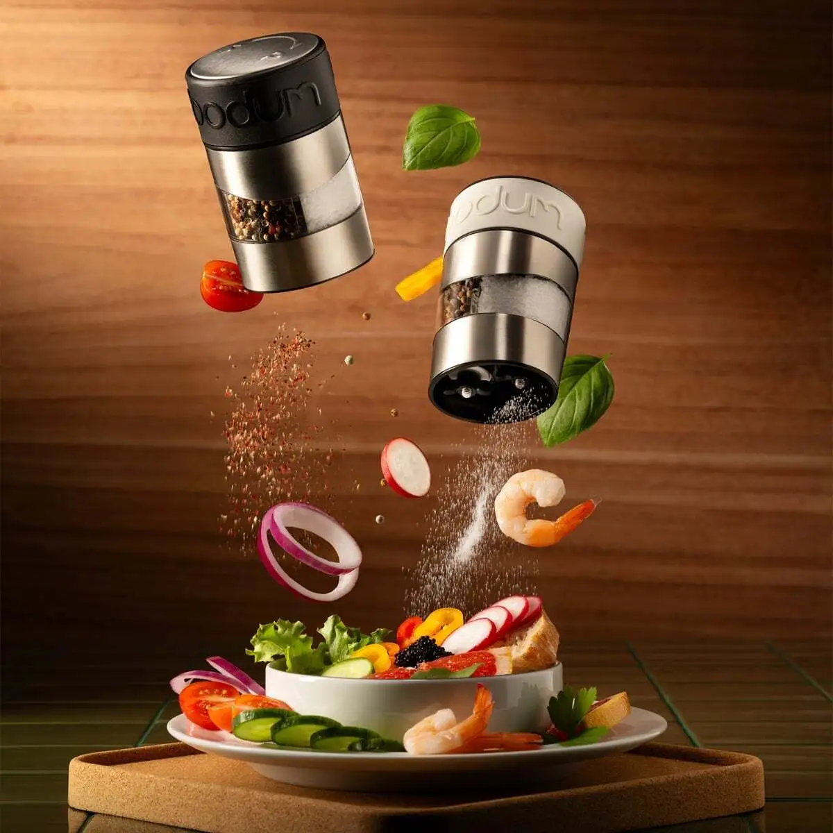 Twin salt and pepper grinder, off-white